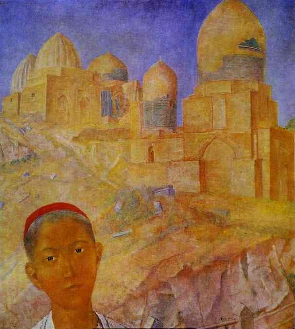 Oil painting:Shah-i-Zinda. Samarkand. 1921