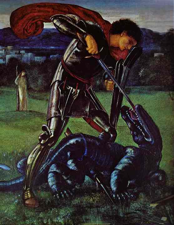 Oil painting:St. George and the Dragon. 1868