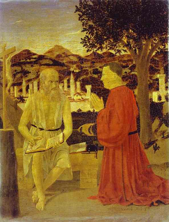 Oil painting:St. Jerome and a Donor. 1440