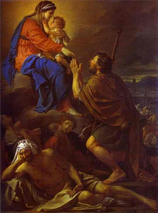 Oil painting:St. Roch Interceding with the Virgin for the Plague Striken. 1780