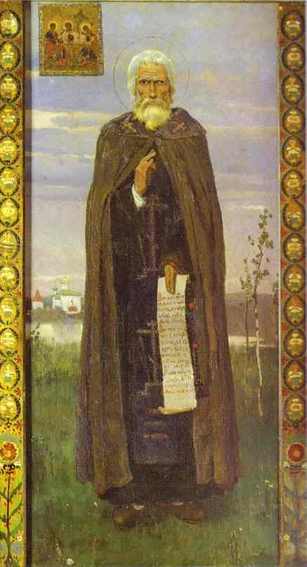 Oil painting:St. Sergiy Radonezhskiy. Icon for the Abramtsevo church. 1882