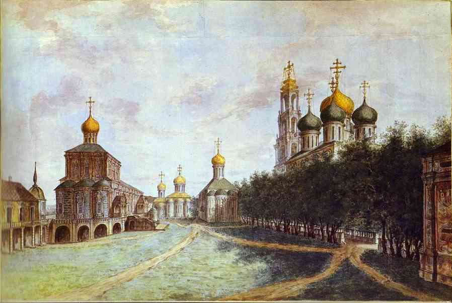 Oil painting:The Monastery of Trinity and St. Sergius. 1800-1802