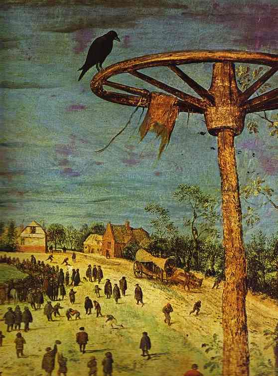 Oil painting:The Procession to Calvary. Detail. 1564
