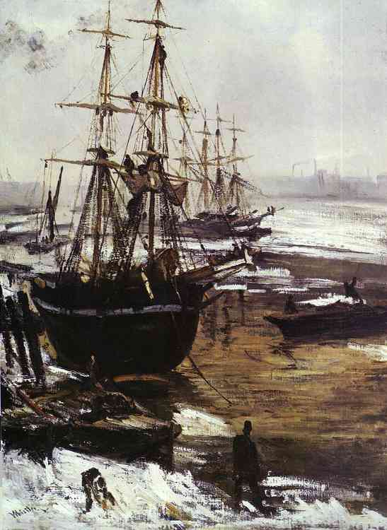 Oil painting:The Thames in Ice. 1860