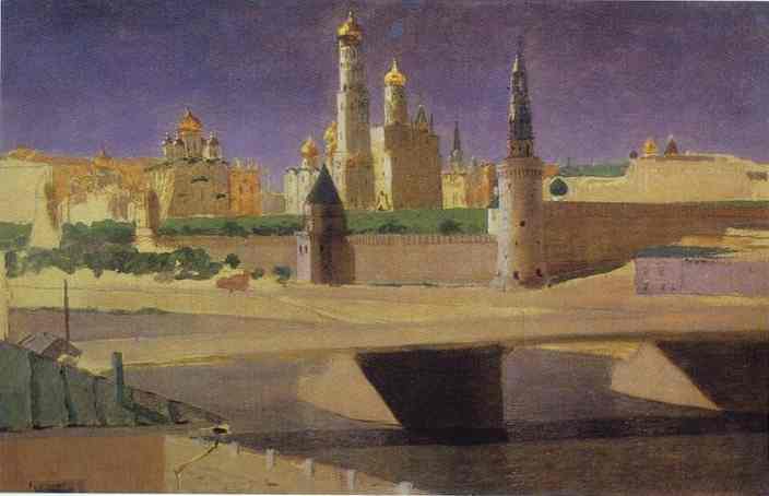 Oil painting:View of the Kremlin from the Zamoskvorechye District. 1882