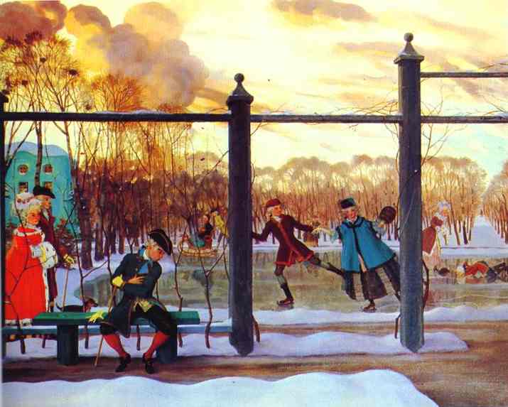 Oil painting:Winter. Skating-Rink. 1915