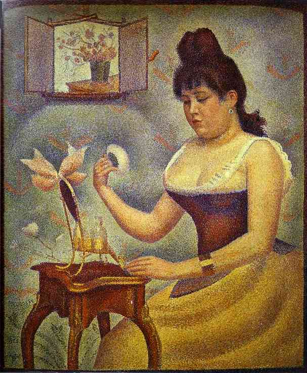 Oil painting:Young Woman Powdering Herself. c. 1888