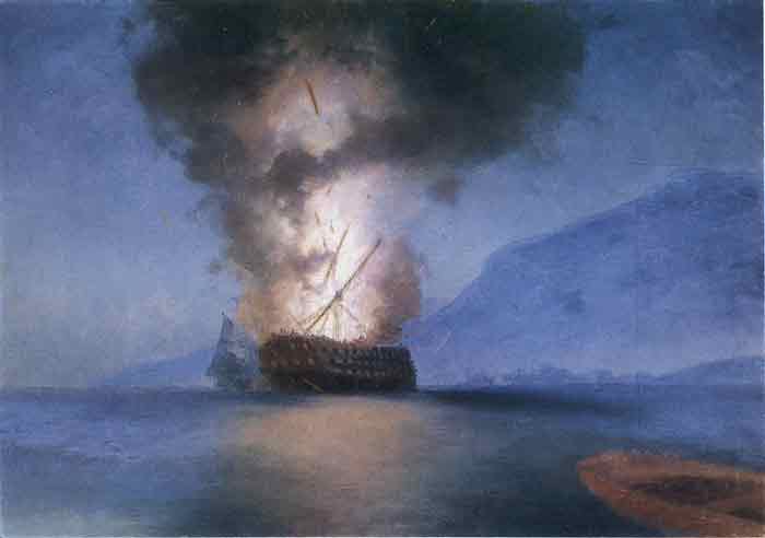 Oil painting for sale:Ship Exploding, 1900