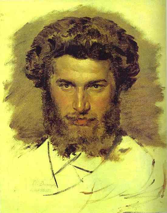 Oil painting:Portrait of the Artist Arkhip Kuinji. 1869