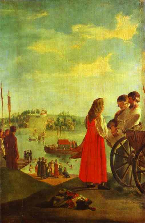 Oil painting:Healing of a Sick Man in a Town of Bezhezk. c. 1824