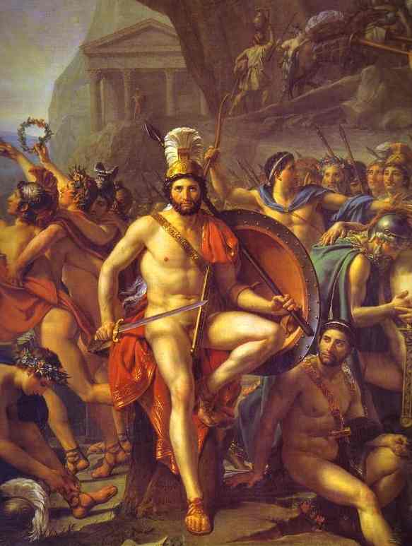 Oil painting:Leonidas at Thermopylae. Detail. 1814