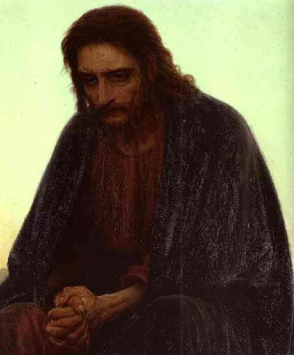 Oil painting:Christ in the Desert. Detail. 1872