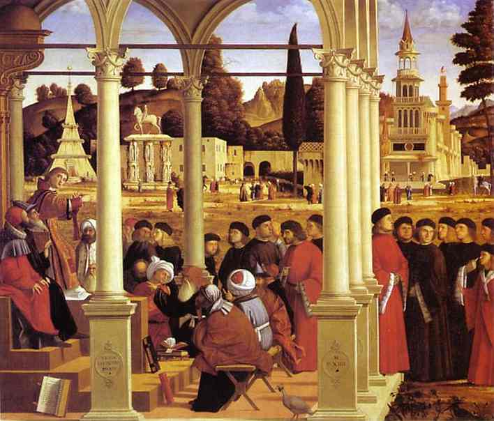 Oil painting:Life of St. Stephen: St. Stephen Disputing. 1514