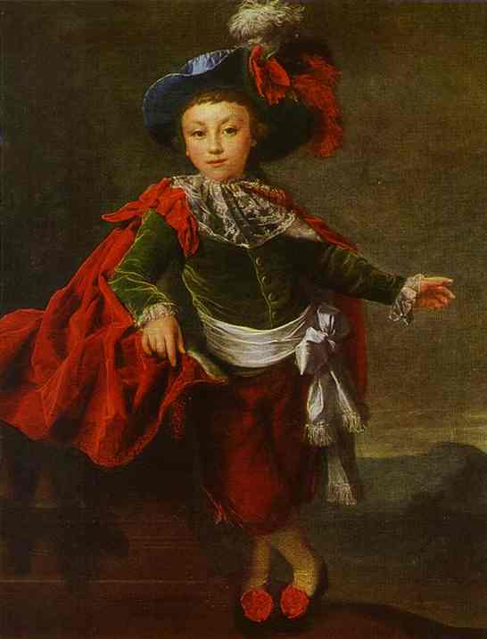 Oil painting:Portrait of F. P. Makerovsky in a Masquerade Costume. 1789