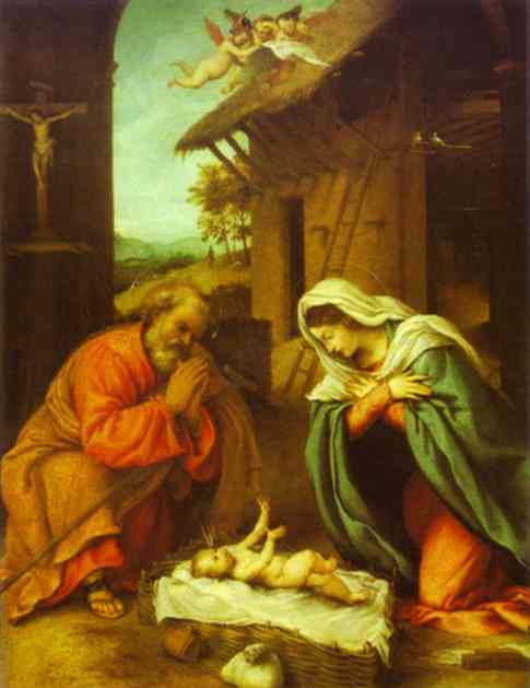 Oil painting:The Nativity. 1523