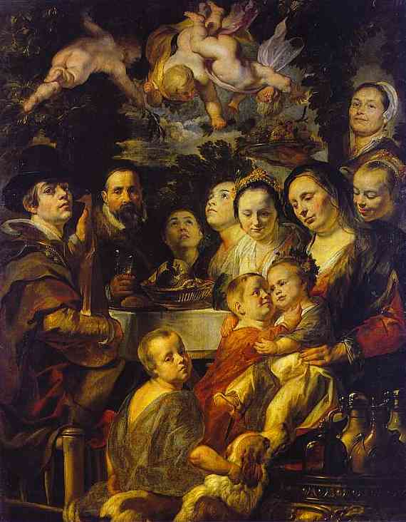 Oil painting:Self-Portrait with Parents, Brothers, and Sisters. c. 1615