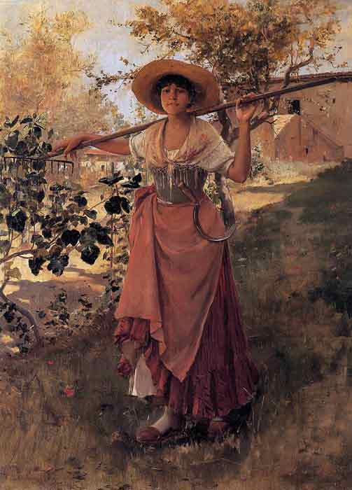 Oil painting for sale:Girl with Rake, 1884