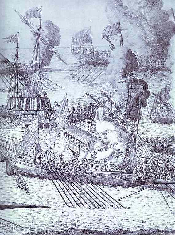 Oil painting:Battle of Gangut, June 27, 1714