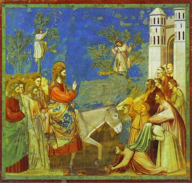 Oil painting:Christ Entering Jerusalem. 1304