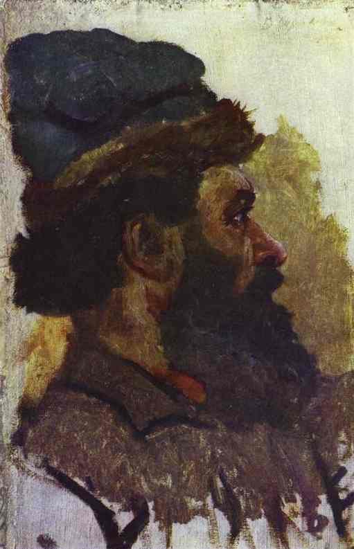 Oil painting:Cossack. Study. Canvas mounted on cardbord.