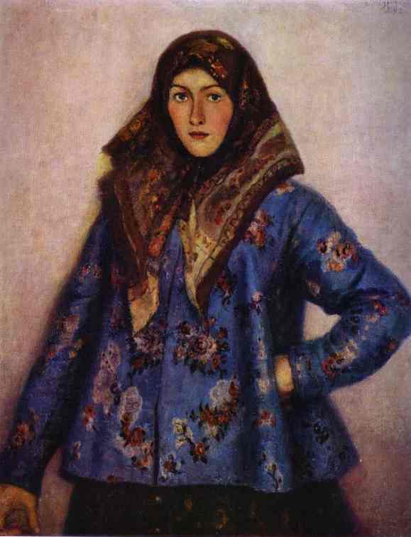 Oil painting:Cossak Woman (Portrait of L.T. Motorina). 1892