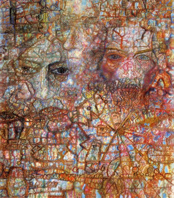 Oil painting:Countenances (Faces on an Icon). 1940