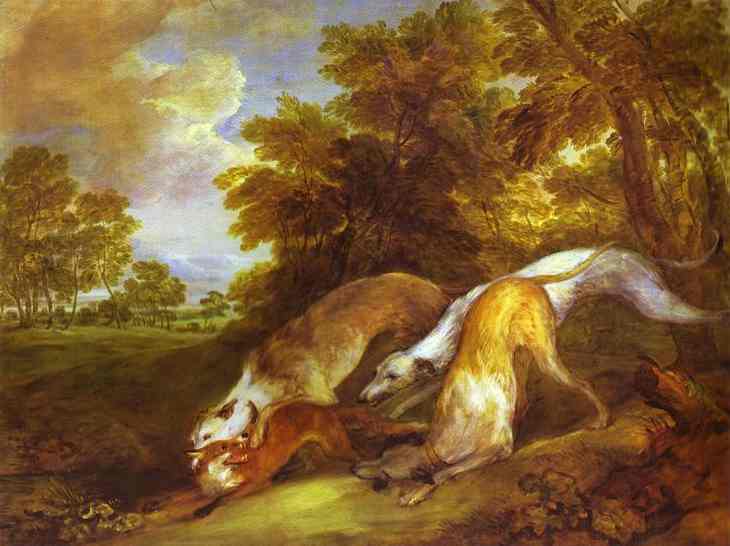 Oil painting:Dogs Chasing a Fox. 1784