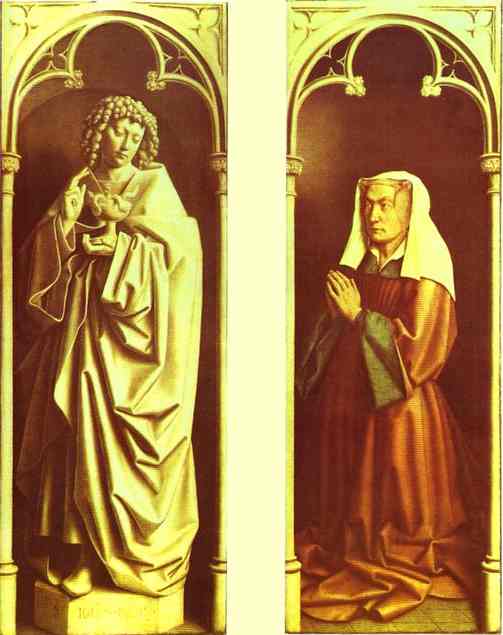 Oil painting:Donors and Saints. 1432