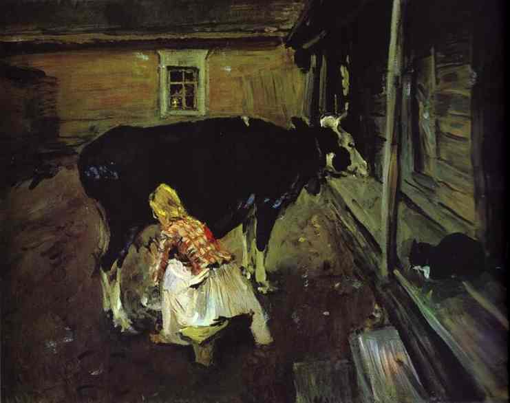 Oil painting:Farm Yard in Finland. 1902