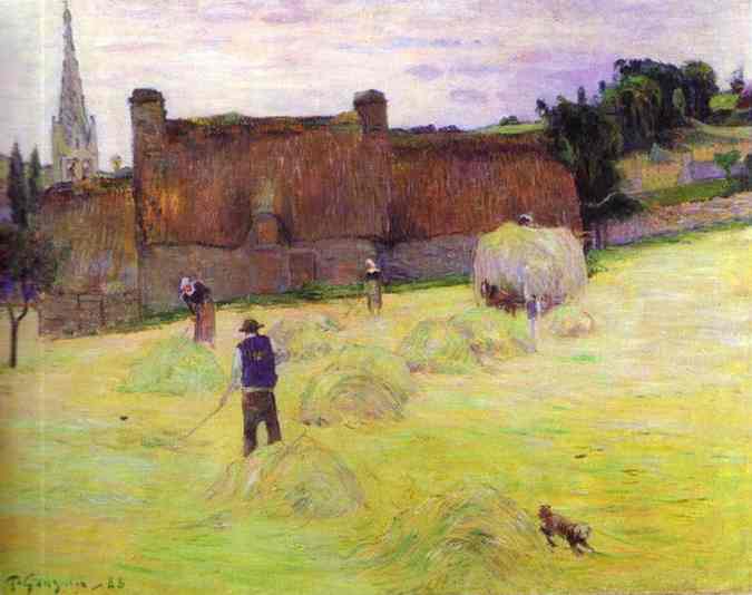 Oil painting:Hay-Making in Brittany. 1888