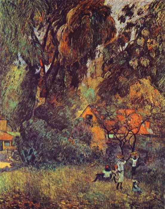 Oil painting:Huts under Trees. 1887