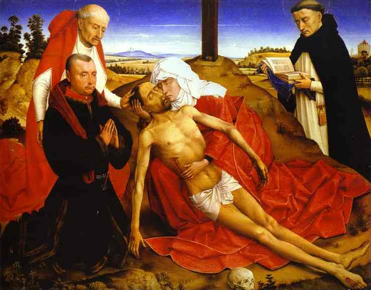 Oil painting:Lamentation of Christ. c.1465