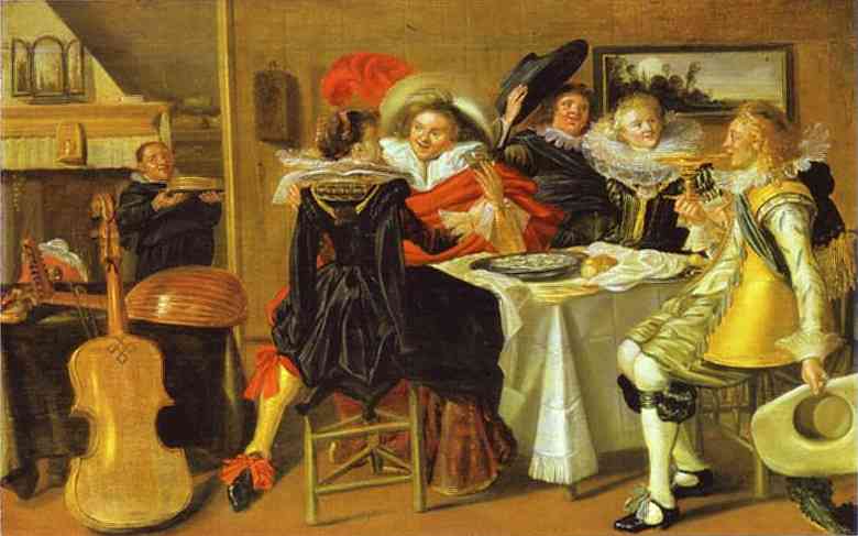 Oil painting:Merry Company at Table. 1620s