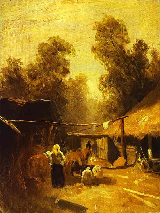 Oil painting:Morning in a Village. 1869