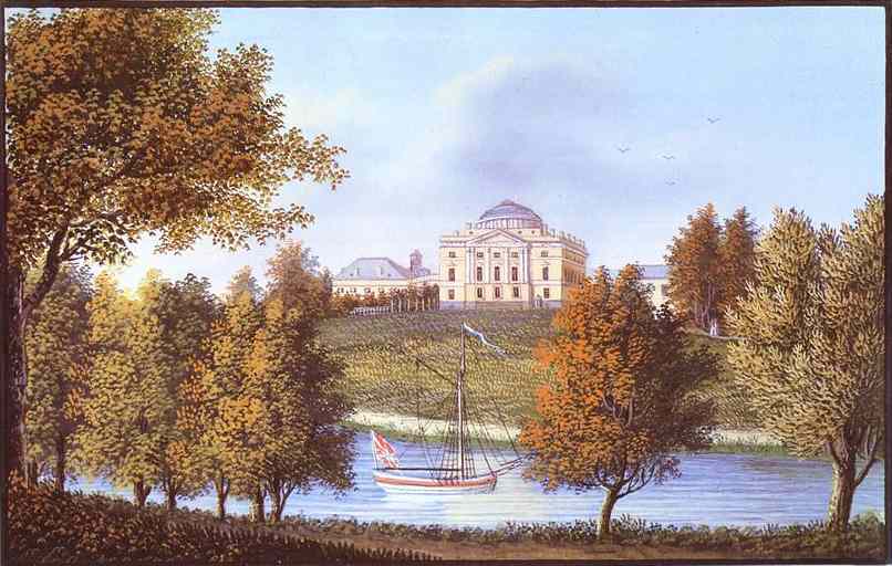 Oil painting:Palace in Pavlovsk near St. Petersburg. 1810s