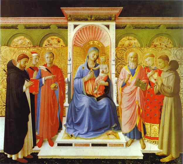 Oil painting:Perugia Triptych: The Virgin from the Annunciation. 1437