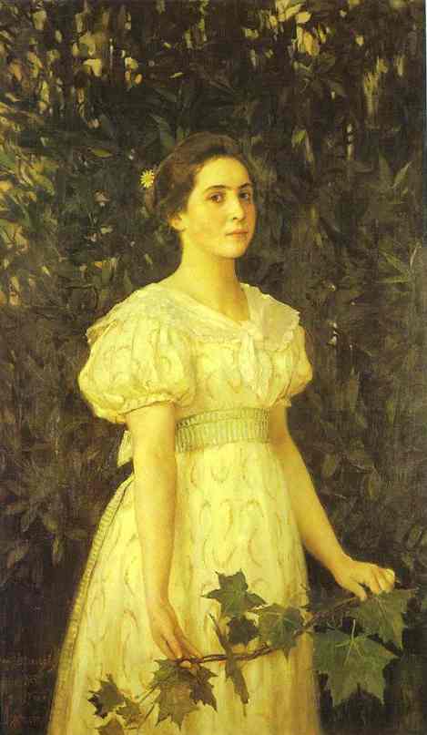 Oil painting:Portrait of Vera Mamontova. 1896