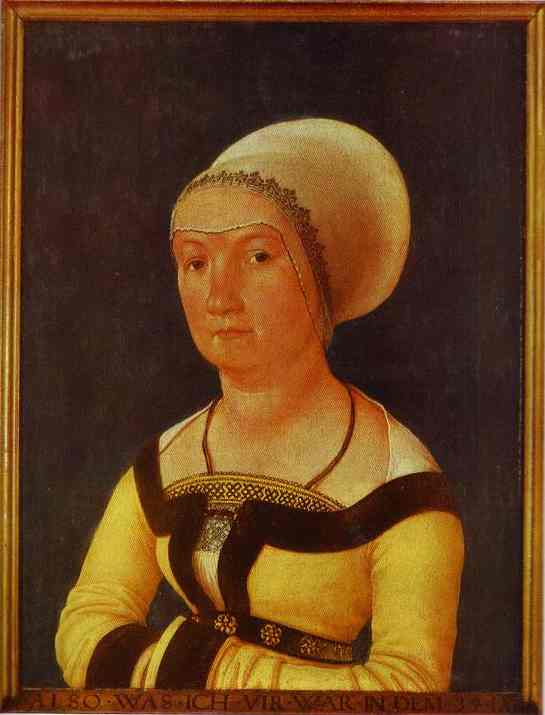 Oil painting:Portrait of 34-year-old Woman. 1516