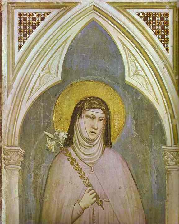 Oil painting:St. Claire. Detail. c.1320