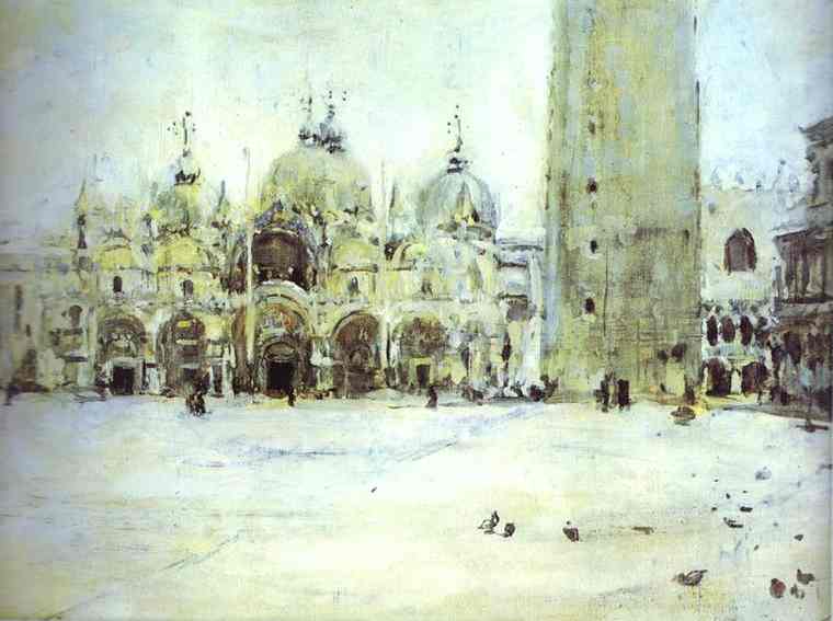 Oil painting:St. Mark Plaza in Venice. Study. 1887