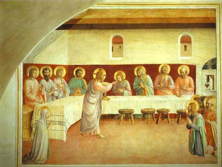 Oil painting:Temptation of Christ. c.1450