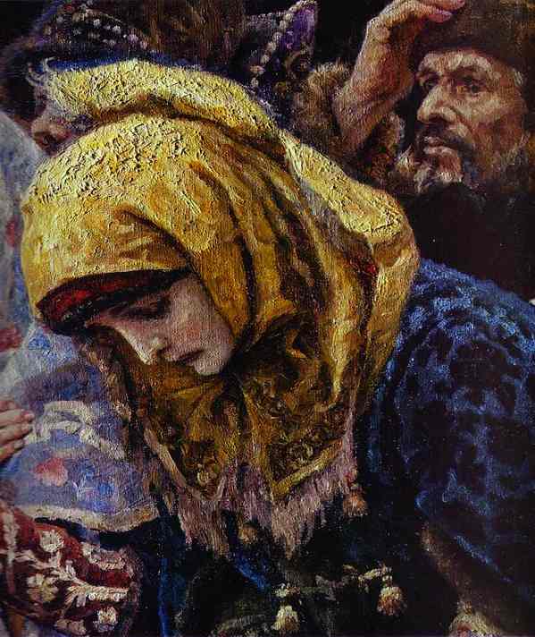 Oil painting:The Boyarynia Morozova. Detail. 1887