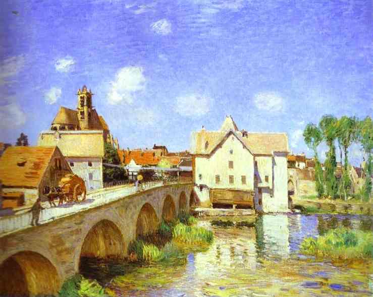 Oil painting:The Bridge at Moret. 1893