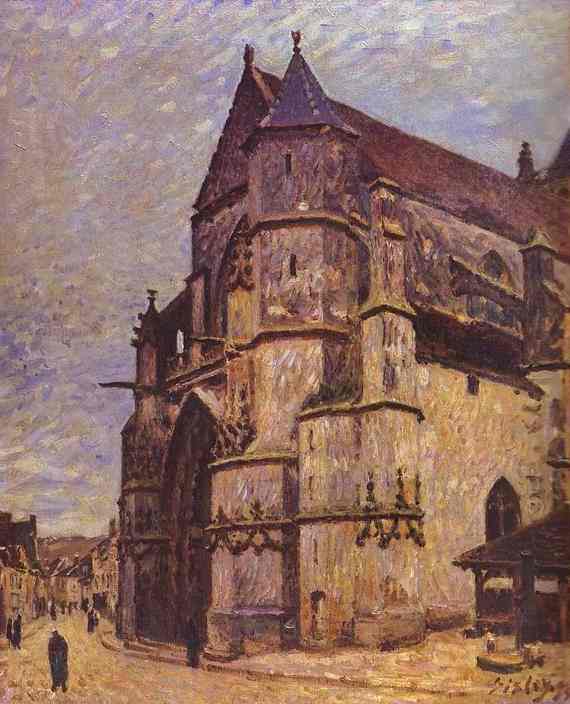 Oil painting:The Church at Moret, Winter. 1893-94