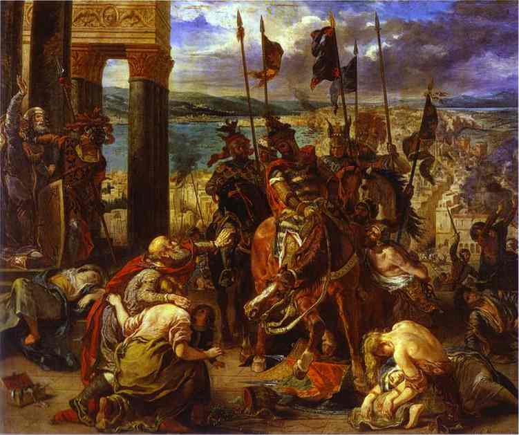 Oil painting:The Entry of the Crusaders into Constantinople. 1840