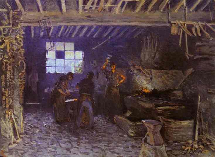 Oil painting:The Forge at Marly-le-Roi (Yvelines). 1875