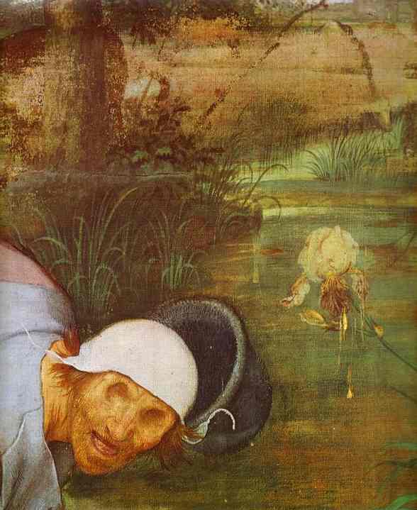 Oil painting:The Parable of the Blind. Detail. 1568