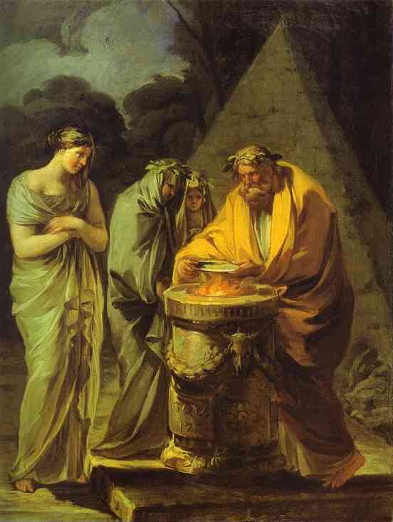 Oil painting:The Sacrifice to Vesta. 1771