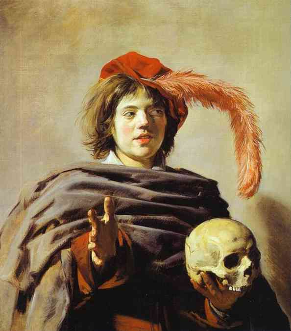 Oil painting:Young Man with a Skull (Vanitas). c1626