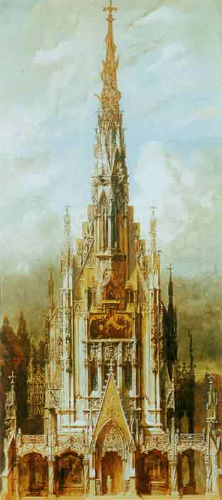 Oil painting for sale:Gotische Grabkirche St. Michael, Turmfassade [Gothic cemetary, St. Michaels,